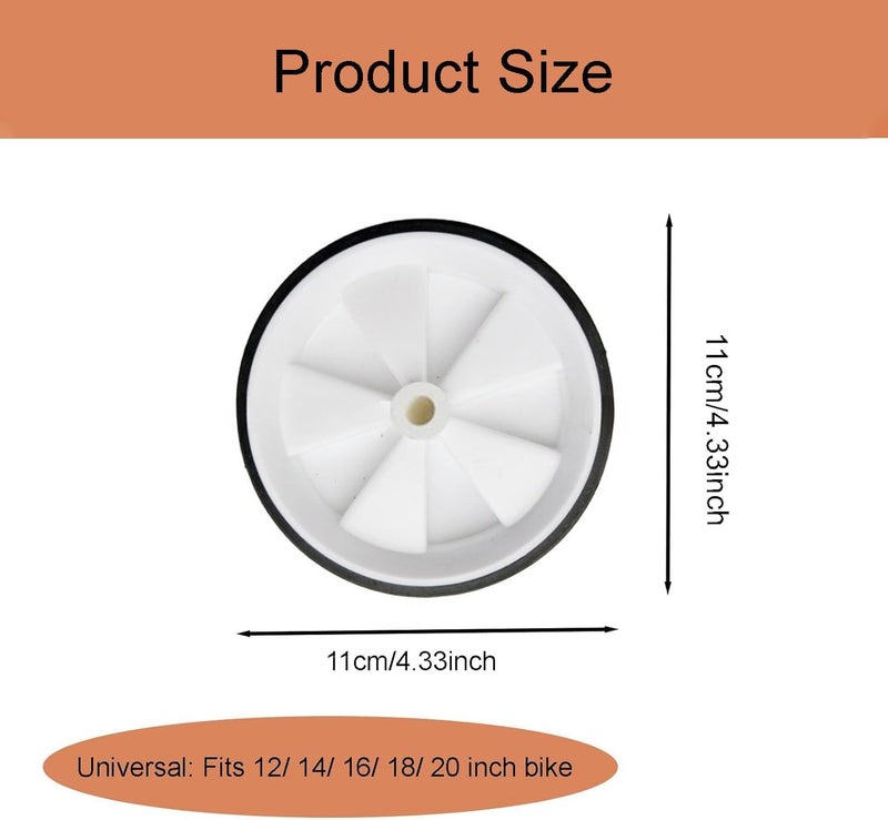 Ragyzity Bicycle Training Wheels for Kids, 1 Pair Bike Assist Wheel Balance Stabilisers Training Tool, Kids Bike Stabiliser Cycling Support Wheel Repair, Balance Stabilisers Training Tool(White) - Image 2